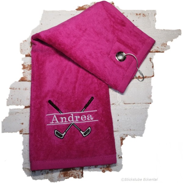Golfhandtuch  pink mit Namen